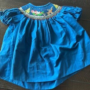 Royal Blue Smocked Christmas Dress